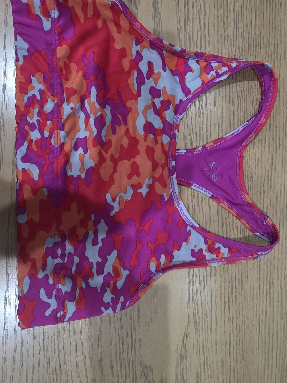 tek gear Pink Orange Red Camouflage Racerback Sports Bra